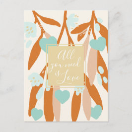 Kärlek Glad Alla hjärtans dag Hearts Grenar Flower Helg Vykort