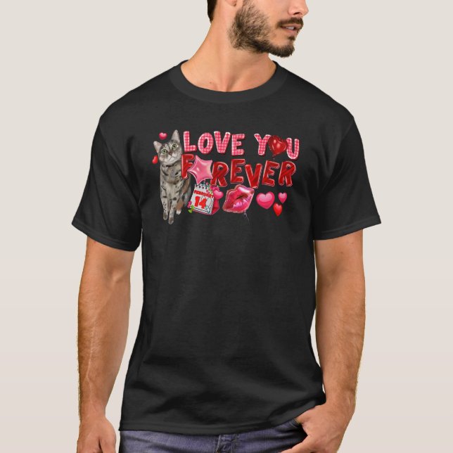 Kärlek Glad hjärtans dag Cute Cat for Ca T Shirt (Framsida)