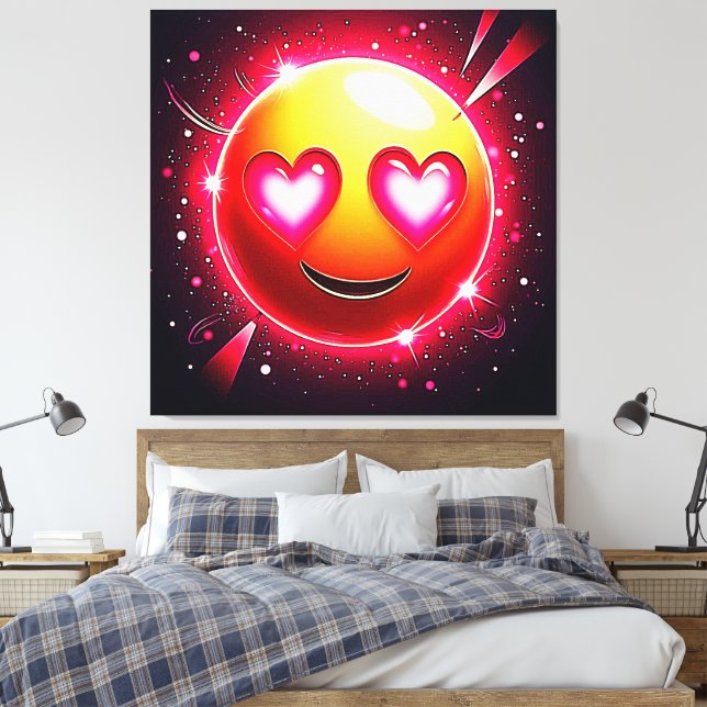 Kärlek Gnistra Emoji Hearts Canvastryck (Insitu (sovrum))