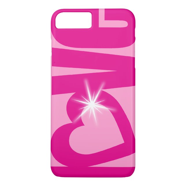 Kärlek gnistra rosa typografiskt hjärta fodral Case-Mate iPhone skal (Baksida)