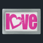 "kärlek" gnistra, vit rosa  hjärttext bälte låsbes<br><div class="desc">Slogan kärlek buckle unikt designad av Sarah Trett.</div>