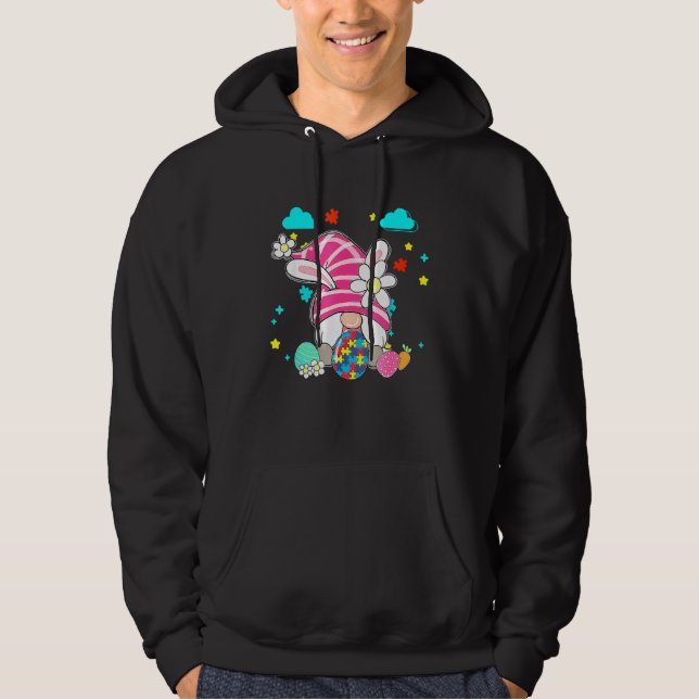 Kärlek Gnome Autism Awareness Accepterar Öster Hoodie (Framsida)