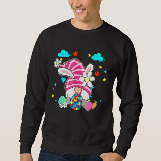 Kärlek Gnome Autism Awareness Accepterar Öster Lång Ärmad Tröja (Framsida)
