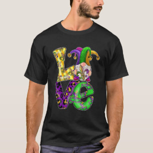 Kärlek Gnome Cute Mardi Gras Leopard Play Kärlek N T Shirt