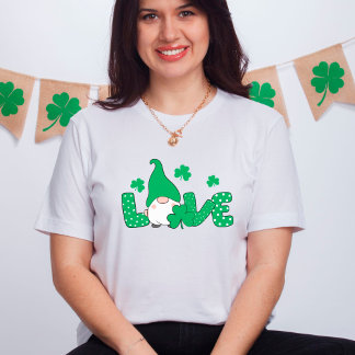 Kärlek Gnome Grönt Shamrocks St. Patrick's Day T Shirt