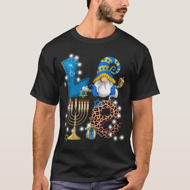 KÄRLEK Gnome Hanukkah-Dekorationerna Chanukah T Shirt (Framsida)