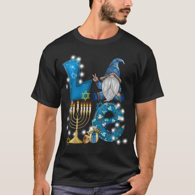 KÄRLEK Gnome Hanukkah-Dekorationerna Chanukah T Shirt (Framsida)