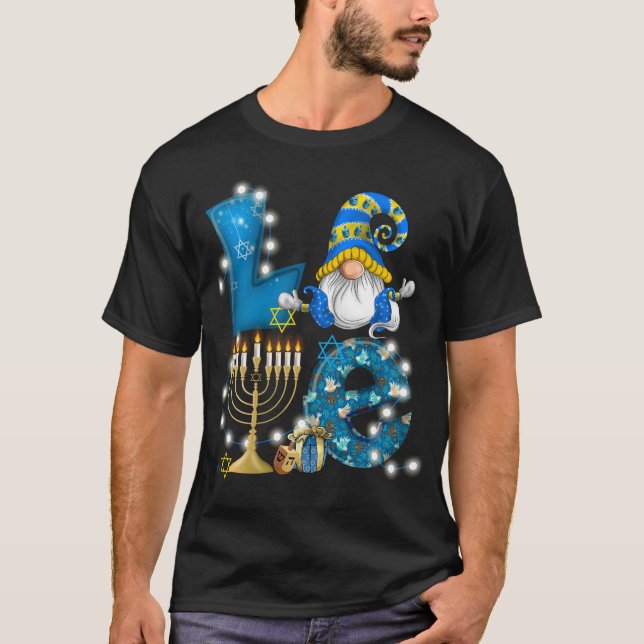 KÄRLEK Gnome Hanukkah-Dekorationerna Chanukah T Shirt (Framsida)