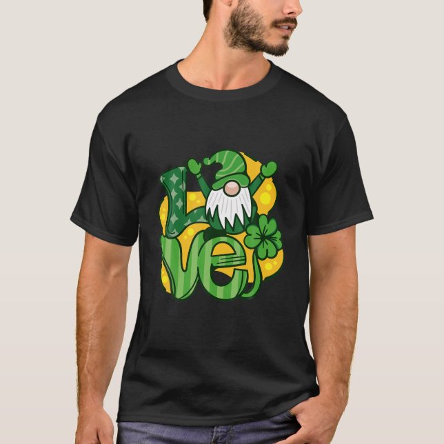 Kärlek Gnome Lucky St. Patrick's Day T Shirt (Framsida)