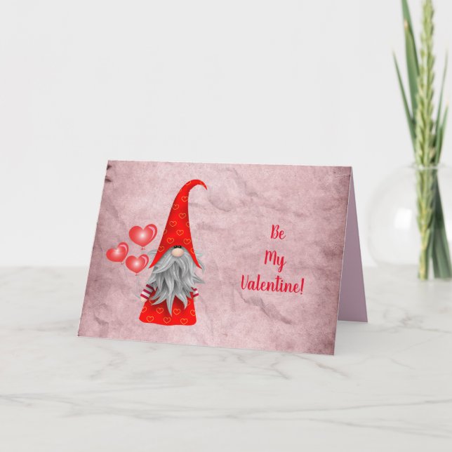 Kärlek gnome med hjärteballonger kort (Framsida)