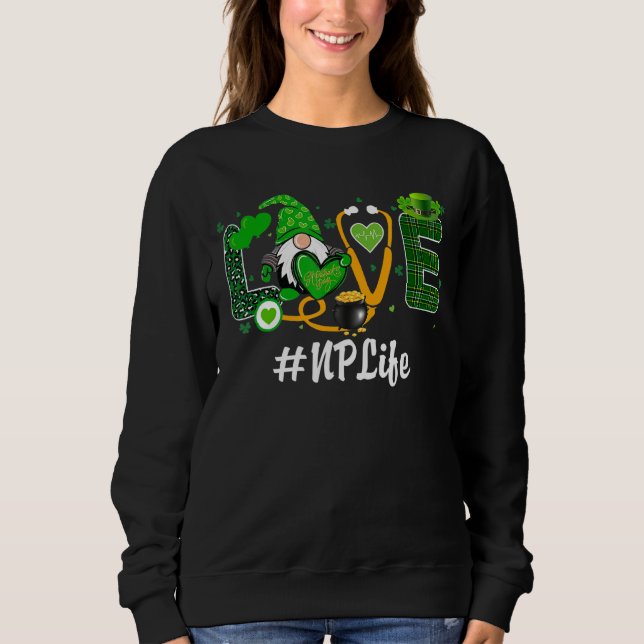 Kärlek Gnome Nurse Life Np St patricks day Leopard T Shirt (Framsida)