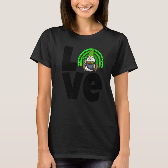 Kärlek Gnome Rainbow Women St Patricks Kärlek T Shirt (Framsida)