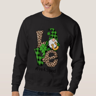 Kärlek Gnome Teacher Squad Lycklig Valentine Pre K Lång Ärmad Tröja