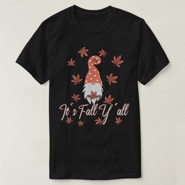 Kärlek Gnome Thanksgiving Lycklig hösten hösten Fa T Shirt (Design framsida)