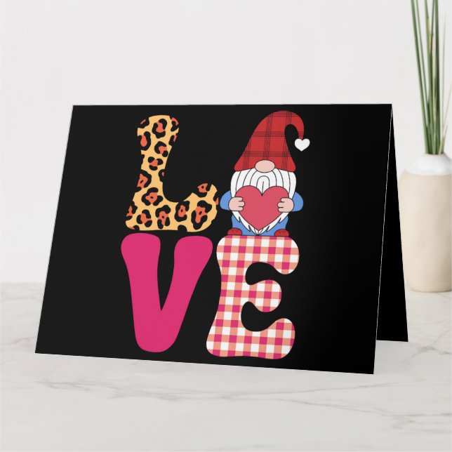 Kärlek Gnome Valentines day Red Buffalo Play Leopa Kort (Framsida)