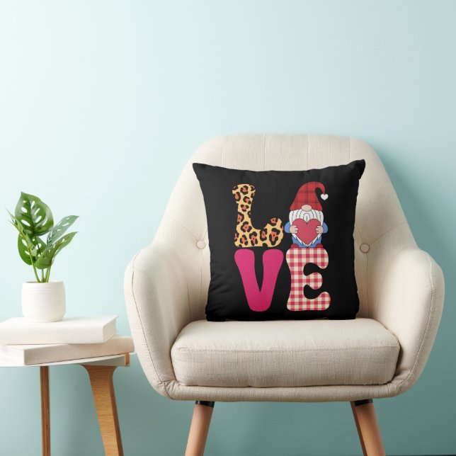 Kärlek Gnome Valentines day Red Buffalo Play Leopa Kudde (Stol)