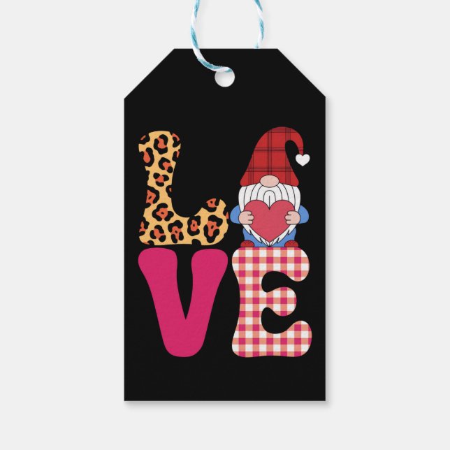 Kärlek Gnome Valentines day Red Buffalo Play Leopa Presentetikett (Baksidan)