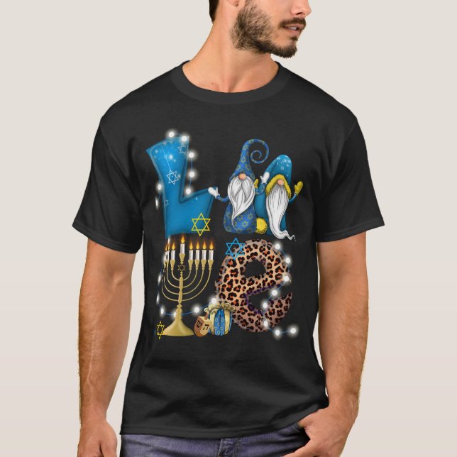 KÄRLEK Gnomes Hanukkah Dekoration Chanukah T Shirt (Framsida)
