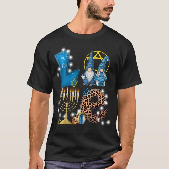 KÄRLEK Gnomes Hanukkah Dekoration Chanukah T Shirt (Framsida)