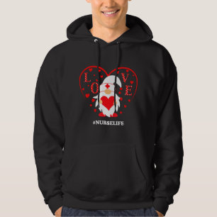 Kärlek Gnomes Heart Nursing Nurse Life Valentiness Hoodie
