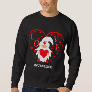 Kärlek Gnomes Heart Nursing Nurse Life Valentiness Lång Ärmad Tröja