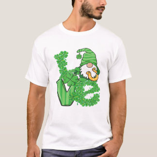 Kärlek Gnomes Shamrock Horseshoe T Shirt