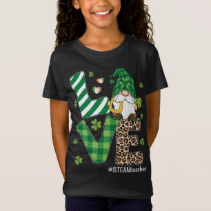 Kärlek Gnomes STEAM Teacher St patricks day Leopar T Shirt