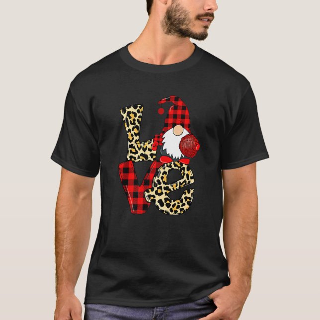 Kärlek Gnomies Lycklig Alla hjärtans dag Leopard R T Shirt (Framsida)