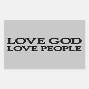 KÄRLEK GOD - KÄRLEK PEOPLE - Christian Stickers Rektangulärt Klistermärke