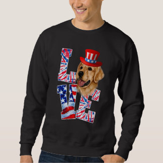 Kärlek Golden Retriever 4 juli Patriotic Hund Wo Lång Ärmad Tröja