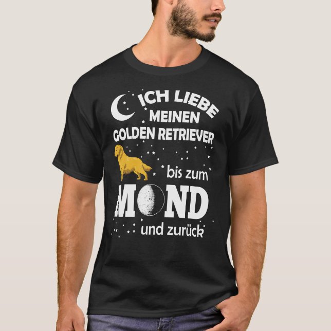 Kärlek Golden Retriever Måne T Shirt (Framsida)
