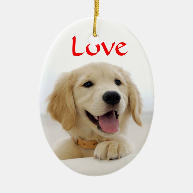 Kärlek Golden Retriever Valp Ornament (Framsidan)