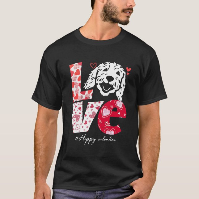 Kärlek Goldendoodle hundar älskare valentin T Shirt (Framsida)