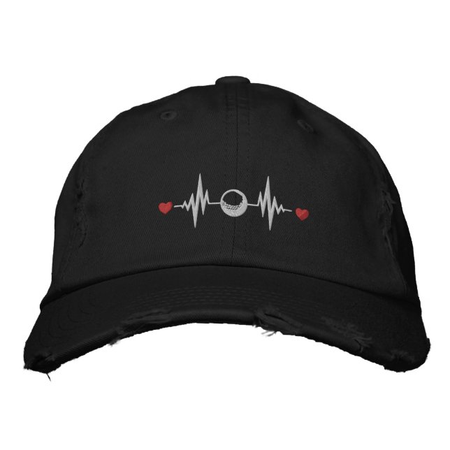 Kärlek Golf Heartslag Symbol Broderad Keps (Framsida)