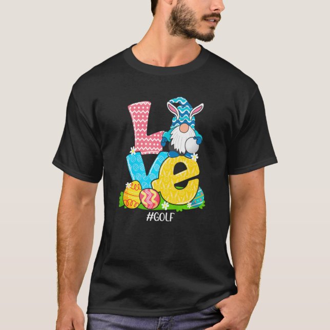 Kärlek Golf Påsk Gnome Egg Hunting Basket T Shirt (Framsida)