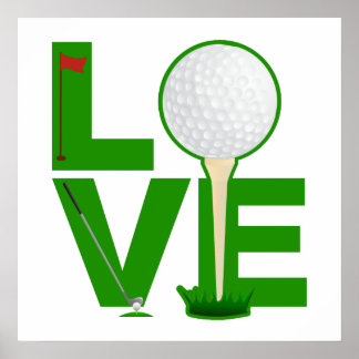 KÄRLEK Golf print grönt brev Poster