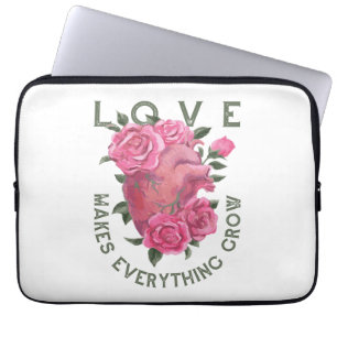 Kärlek gör allt större - Romantisk Blommigt Art Laptop Fodral