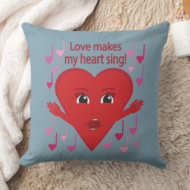 "Kärlek gör mitt hjärta till sjunga!" Singing Hear Kudde (Filt)