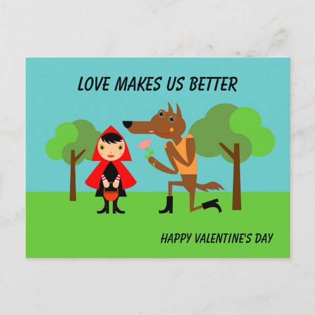 Kärlek gör oss bättre på Valentines vykort för Hel (Framsida)