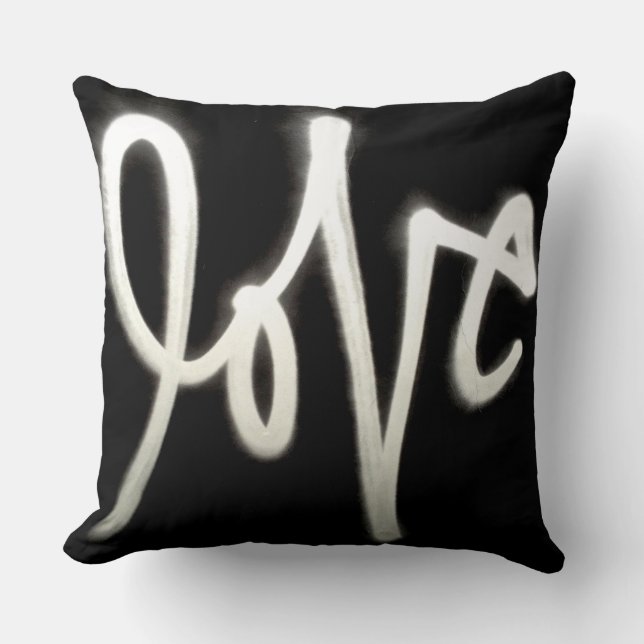 Kärlek graffiti cushion - svart och vitt kudde (Framsida)