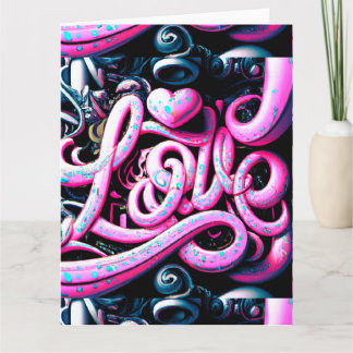 Kärlek Graffiti Rosa och svart Kort
