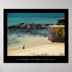 Kärlek Graffiti vid Paia Beach, Maui Poster