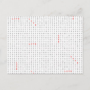 Kärlek-grafik för Ord Search Puzzle Vykort