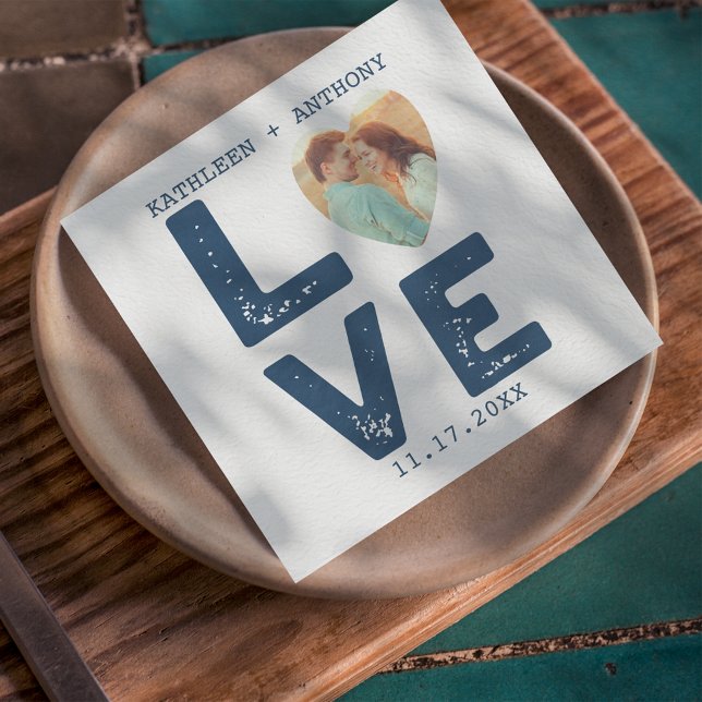 KÄRLEK-grafik med minimal skrivmaskin Photo Bröllo Pappersservett (Skapare uppladdad)