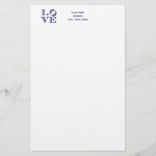 KÄRLEK-grafiktext - blå Brevpapper