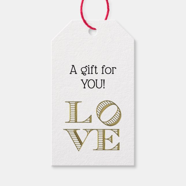 KÄRLEK-grafiktext - Faux Guld Presentetikett (Framsidan)