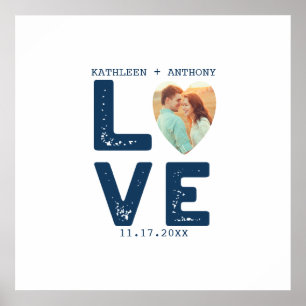 KÄRLEK Grafisk Minimalistisk Hjärtformad Foto Bröl Poster