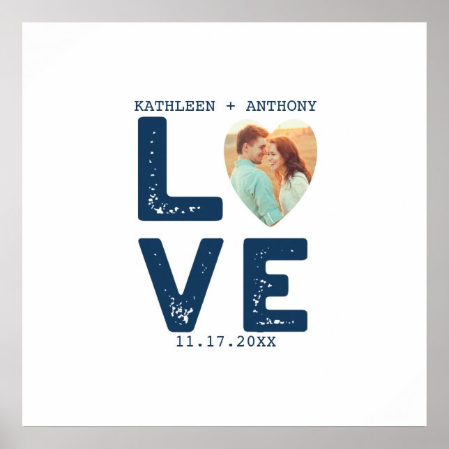 KÄRLEK Grafisk Minimalistisk Hjärtformad Foto Bröl Poster (Framsidan)