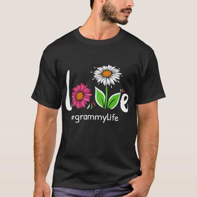 Kärlek Grammy Life Blommigt Grandma Cute Grandmor  T Shirt (Framsida)