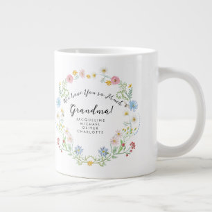Kärlek Grandma Blommigt Wildblomwandew Namn Jumbo Mugg